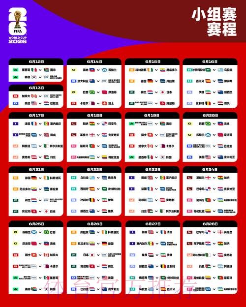 2026世界杯完整赛程高清版比赛时间表免费观看